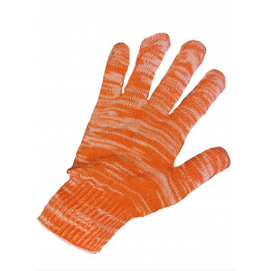 Перчатки 6-нитка с ПВХ Точка 10 класс Оранжевые